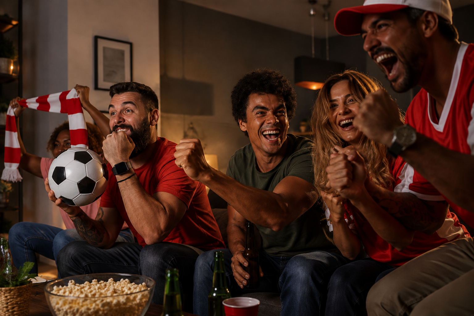 UEFA Champions League Spiel in einem modernen Fußballstadion